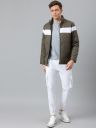 Hubberholme Men Olive Green & White Colourblocked Lightweight Outdoor Puffer Jacket...