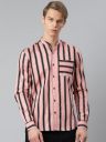 Hubberholme Men Pink & Black Pure Cotton Striped Casual Shirt...