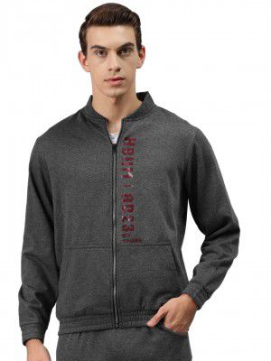 Hubberholme Men's Cotton Blend Front Print Collared Sweatshirt