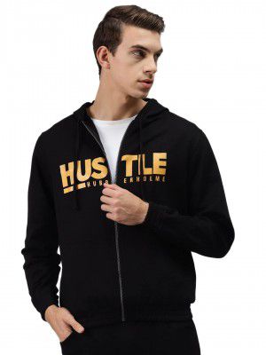 Hubberholme Men's Cotton Blend Hustle Printed Hooded Sweatshirt