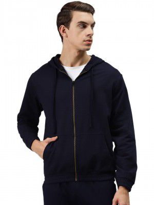 Hubberholme Men's Cotton Blend Sleeve Printed Hooded Sweatshirt