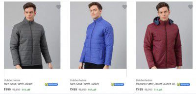Hubberholme Men's Jackets ₹499 | Upto 91% Off
