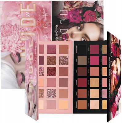 Huda Girl Beauty Nude Edition 18 Color Eyeshadow and Rose Gold Edition 18 Color Matte and Shiny Pigmented Beauty Eyeshadow Palette Combo Pack 20 g  (Multicolor)