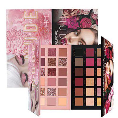 HUDA GIRL Beauty Rose Gold Remastered Edition + Nude Edition Eyeshadow Makeup Kit ( Combo Kit of 2 Eyeshadow ) Matte And Shimmers Finish,36 gm