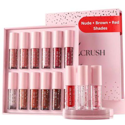 HUDACRUSH 12Pc Lipstick Combo Set, Lipstick for Dusky Skin Tone - Long Lasting Lipstick