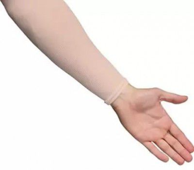 Hudgle Cotton UV Protection Arm Sleeves/Hand Socks - Fingerless, Sun Protection Gloves for Men and Women (Skin)