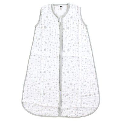 Hudson Baby Baby Wearable Safe Muslin Sleeping Bag, Gray Stars, 6-12 Months