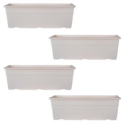 Hug A Plant | Reca 40cm Rectangle Window Planter | Pot for Home & Garden (40CM | 15.7INCH, Pack of 4, Ivory)