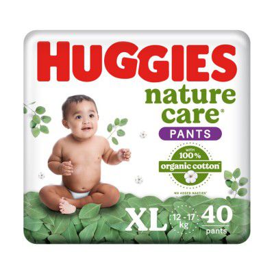 Huggies Baby Nature Care Pants, Extra Large (XL) Size Diaper Pants, 40 Count