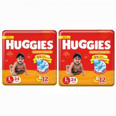 Huggies Comfy Baby Diaper Pants, Upto 50% Faster Absorption - L  (48 Pieces)
