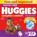 Huggies Complete Comfort Wonder Pants | Pant Style Baby Diapers M Size, 152 Count | India's Fastest Absorbing Diaper, Patented Dry Xpert Channel, Ideal for 7 to 12 Kgs...