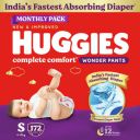 Huggies Complete Comfort Wonder Pants | Pant Style Baby Diapers Small Size, 172 Count | Ideal for 4 to 8 Kgs...