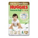 Huggies Natural Soft Premium Baby Diaper Pants, Large (L) Size (9-14 Kgs) | Pack of 50...