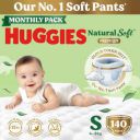 Huggies Natural Soft Premium Baby Diaper Pants, Our No.1 Soft Pants, Small (S) Size (4-8 Kgs), Monthly Pack of 140 diapers ...