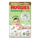Huggies Natural Soft Premium Baby Diaper Pants, Small (S) Size (4-8 Kgs) | Pack of 70...