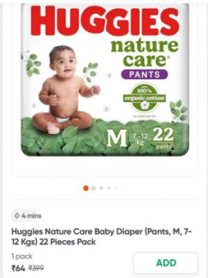 Huggies Nature Care Baby Diaper (pants, 22 Pieces Pack And 7-12 Kg)