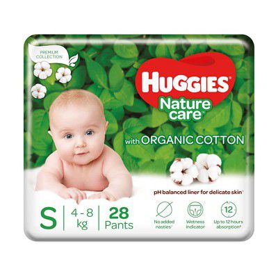 Huggies Nature Care Pants, Small Size Baby Diaper Pants, 28 Count