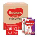 Huggies Wonder Pants Extra Large (XL) Size Baby Diaper Pants Monthly Pack, 112 count...