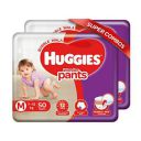 Huggies Wonder Pants, Medium (M) Size Baby Diaper Pants with Bubble Bed Technology for comfort - 7 - 12 kg, Combo Pack of 2, 50 count Per Pack, 100 count...