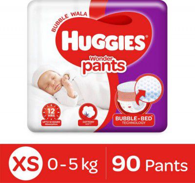 Huggies Wonder Pants with Bubble Bed Technology Diapers - XS  (90 Pieces)