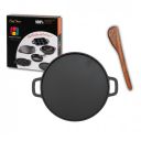 Human Hydro Pre-Seasoned Feather-Light Cast Iron Dosa Tawa/Chilla/Omelette Pan with Wooden Spatula ...