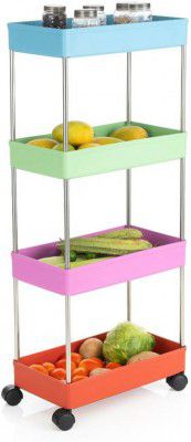 HUMBLE KART Dish Drainer Kitchen Rack Plastic 4 Tier Storage Kitchen Organizer