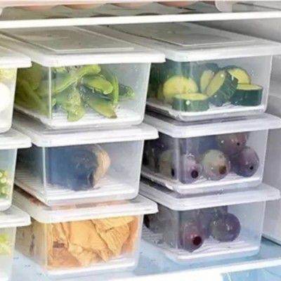 HUMBLE KART Plastic Fridge Storage Basket Box |Freezer Containers Food Dry Fruit Vegetables 1.5L Storage Basket  (Pack of 6)