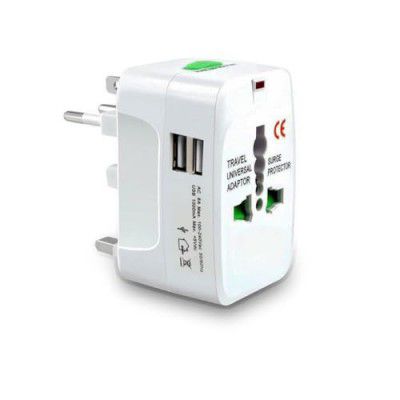 HUMBLE Universal Travel Adapter with Dual USB Charger Ports - International Multipurpose All-in-One Solution (Rectangle)
