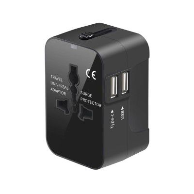 Humble Universal Travel Adapter with Dual USB Charging Ports (Black)