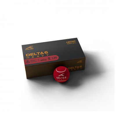 Hundred Delta 6 Heavy Cricket Tennis Balls | Bounce Consistency | Comfort Grip | Pressurized Core | 120 Grams | Red | Pack of 6