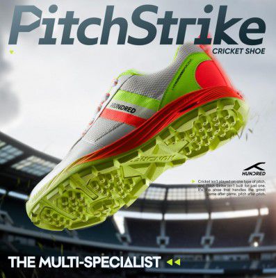 Hundred PitchStrike Cricket Shoes | Multi-Surface Grip with TerraSpike Outsole | Ideal for Turf, Ground & Hard Surfaces