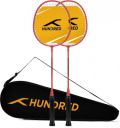 Hundred POWERTEK STAR Yellow Strung Badminton Racquet (Pack of: 2, 78 g)...