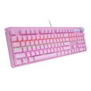 HUO JI Mechanical Gaming Keyboard, USB Wired with Blue Switches, Rainbow LED Backlit, Multimedia Keys, Pink...