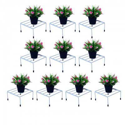 Hurera Ceraft Indoor Outdoor Flower Plant Stand for Home, Stand for Balcony , Plant Stand for Flower Pot Stand , Stands for Pots for Plants (Black Set of 10)
