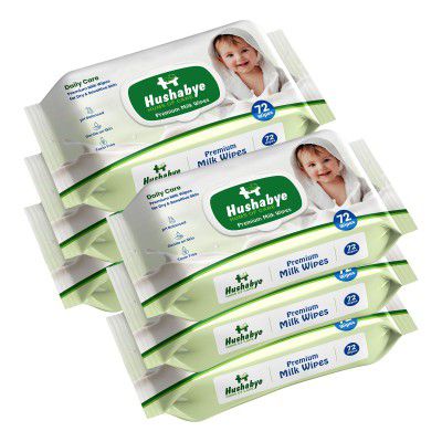 Hushabye Premium Milk Baby Wipes 432pcs, Pack of 6