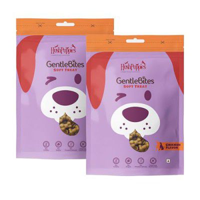 HushPuppies GentleBites Soft Treatfor Training Adult Dogs and Puppies - Protein-Rich, Calcium-Enriched, Grain-Free Dog Training Treats (Chicken Flavor, Pack of 2 (80g Each))