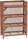 HussainFuniture Wooden Bamboo 4-Tier Rack Kitchen Organiser Bamboo, Solid Wood Shoe Rack (Brown, 4 Shelves, Pre-assembled)...