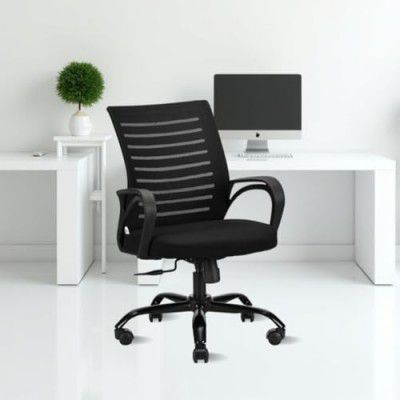 IAFA FURNITURE Diego Office Chair with Height Adjustable Mechanism, Ergonomic Mid-Back Mesh Design (High Back, Black)