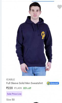 Icable Mens Sweatshirts at ₹220 (85% off)