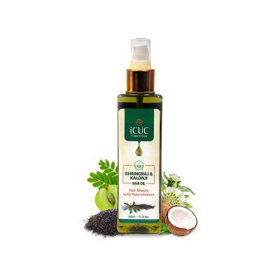 iCUC Bhringraj & Kalonji Hair Oil 200ml - Black Seed Hair Oil for Healthy, Strong and Shiny Hair, Improves Scalp Health, Enrich  