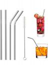 IDELLA Set of 4 Reusable Metal Straws (2Bent + 2 Straight + 1 Brush)...