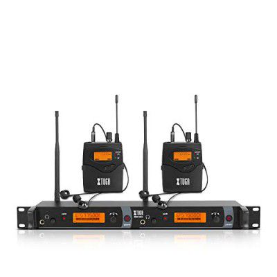 IEM1200 Wireless in Ear Monitor System 2 Channel 2/4 Bodypack Monitoring with in Earphone Wireless Type Used for Stage or Studio (2 Bodypacks)