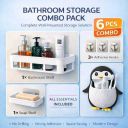IENARA 6-in-1 Bathroom Accessories Combo(Number of Shelves - 1, White, Gold)...