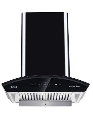 IFB 60 cm 1200 m³/HR Auto-Clean Curved Glass Kitchen Chimney (EC-BS-60BF, 2 Baffle Filters, Touch Control, Black)