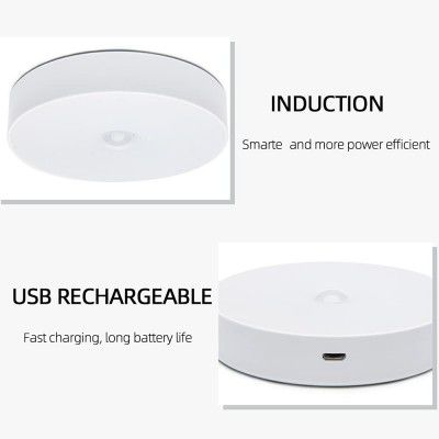 IFITech 8 LED Motion Sensor Rechargeable Battery Operated Stick-on Anywhere Wireless Wall Night Step Light- (Cool White)
