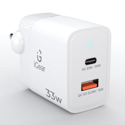 iGear Core 33: 33W Fast Charger, USB Type-C PD and Q.C 4.0 + PPS