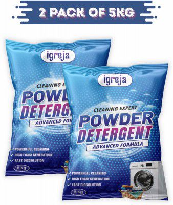 IGREJA Bright Like New Front/Top Load cleaning expert Blue Detergent Powder pouch 10kg