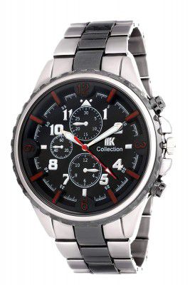 IIK COLLECTION Round Designer Artistic Dial Metalic Bracelet Chain Strap Analogue Wrist Watch for Men and Boys