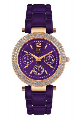 IIK COLLECTION Watches for Women Round Studded Dial Girls watches |Analogue Quartz Movemnet Ladies Watch|Long Battery Life|Stainless Steel Adjustable Bracelet Chain Strap|Double Lock Clasp Safety Watc