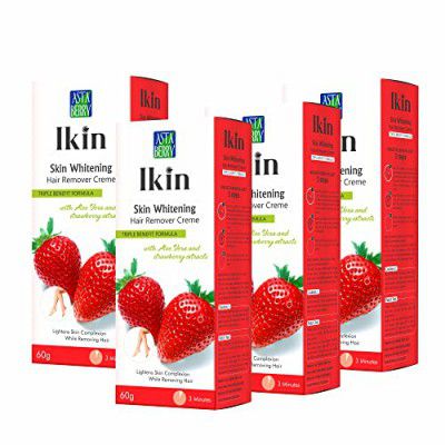 Ikin Skin Whitening Hair Remover Cream, 60g - Hair Removal Cream for Women for All Skin types | 2x Longer Lasting Smoothness than Razors Pack of 4 (60gm X 4)